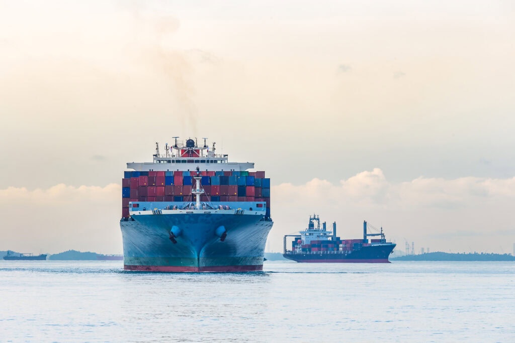 Industrial port container ship